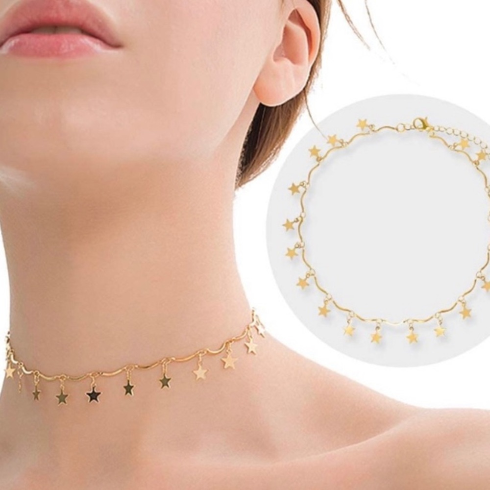 Gold Star Choker Necklace